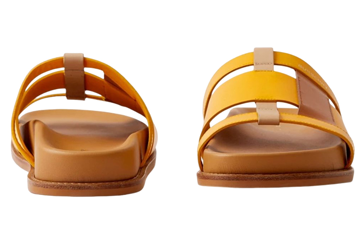 (W) Burberry Calfskin Logo Flat Slide 'Yellow Brown' 圖 4