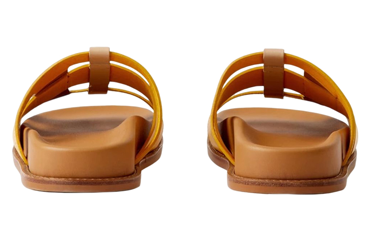 (W) Burberry Calfskin Logo Flat Slide 'Yellow Brown' 圖 5