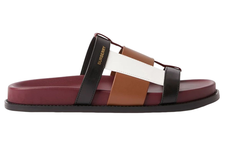 (W) Burberry Calfskin Logo Slide 'Red Brown White' 圖 2