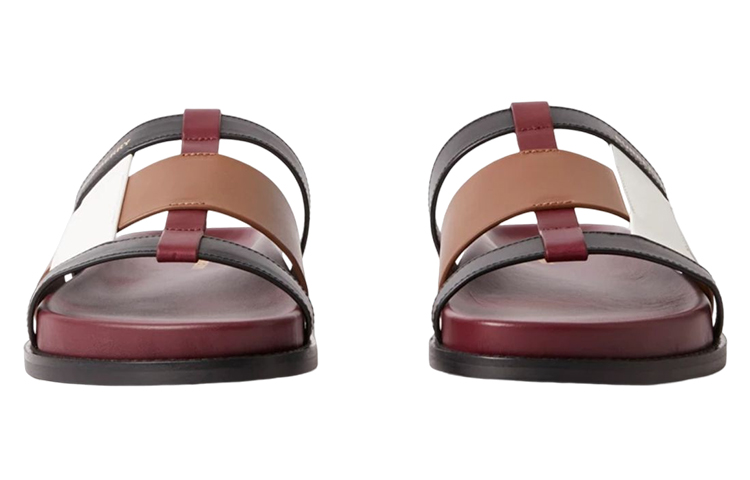 (W) Burberry Calfskin Logo Slide 'Red Brown White' 圖 3