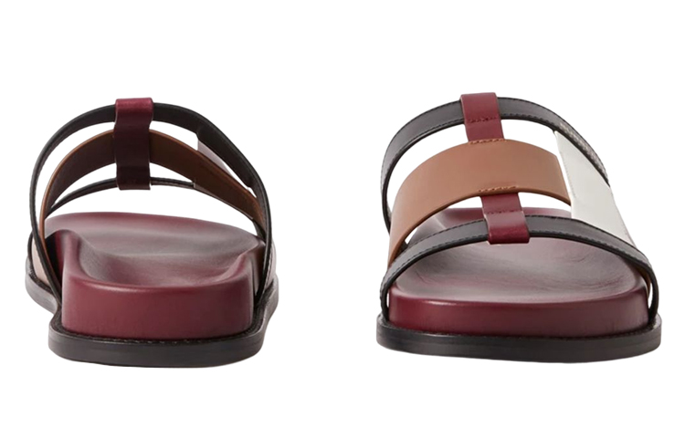 (W) Burberry Calfskin Logo Slide 'Red Brown White' 圖 4