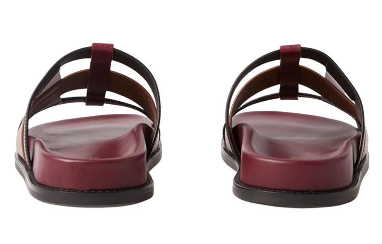 (W) Burberry Calfskin Logo Slide 'Red Brown White' 圖 5