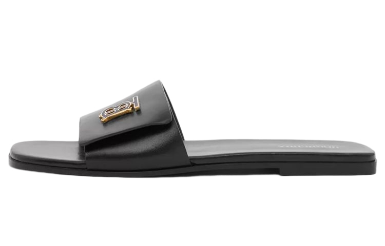 Buy (Women) Burberry Calfskin Slide 'Logo Detail Black' 80631691