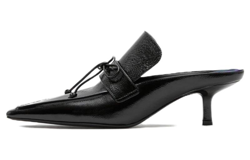(Women) Burberry Calfskin Square-Toe Mules 'Black' 80780091