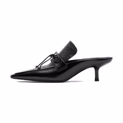 (W) Burberry Calfskin Square-Toe Mules 'Black'