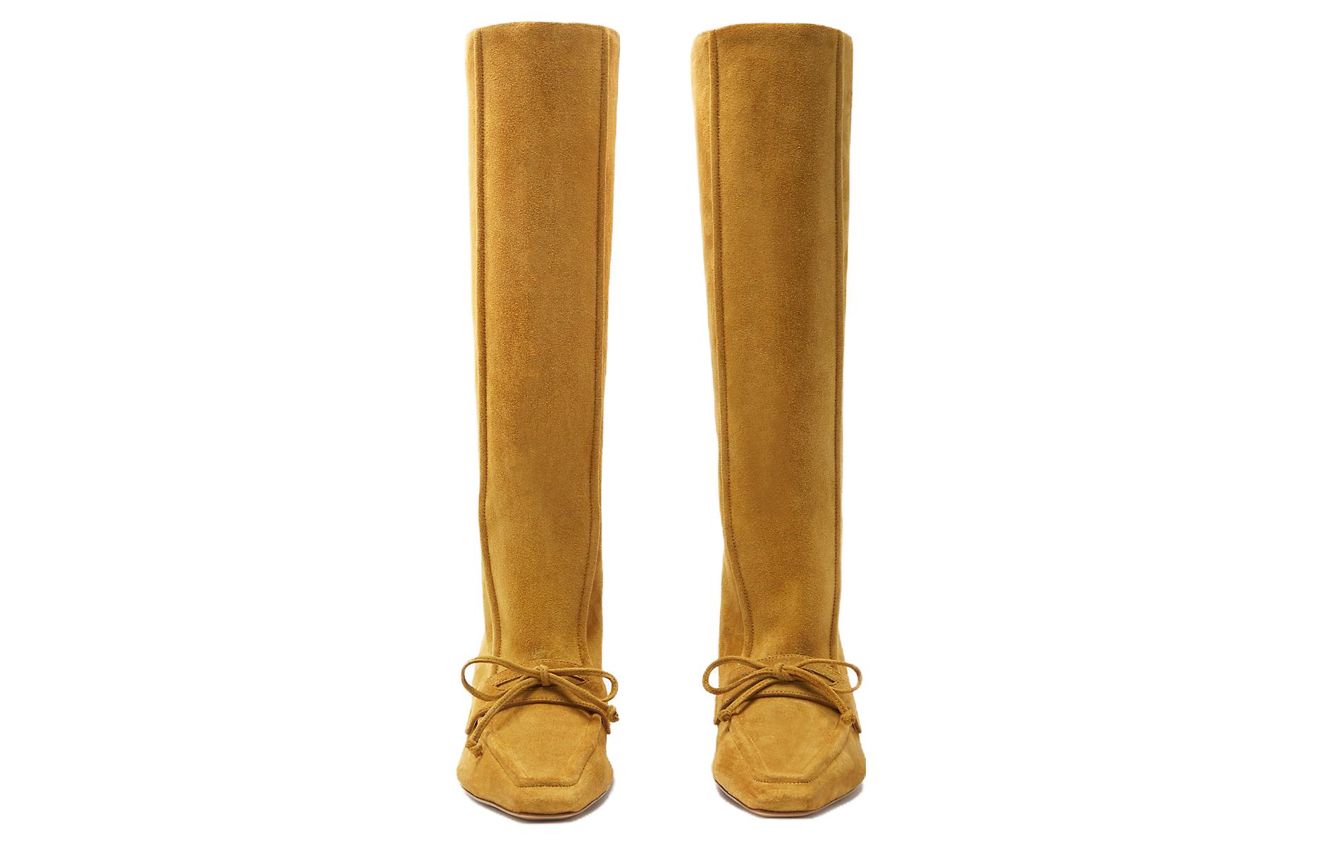 (W) Burberry Calfskin Suede Pointed-Toe High-Boot 'Yellow' 圖 3