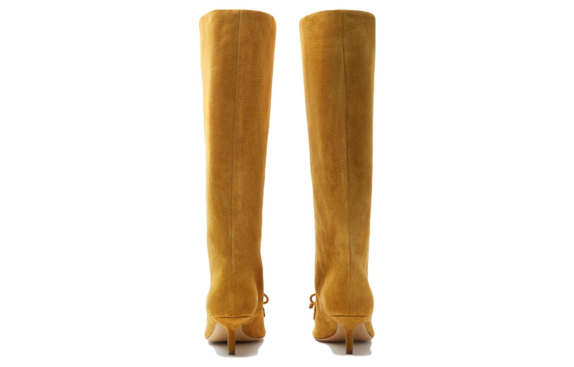 (W) Burberry Calfskin Suede Pointed-Toe High-Boot 'Yellow' 圖 4