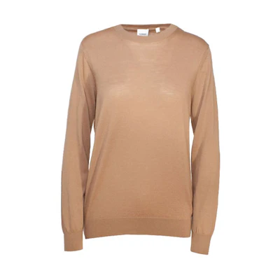(Women) Burberry Camel Solid Crewneck Casual Knit Sweater 8017020