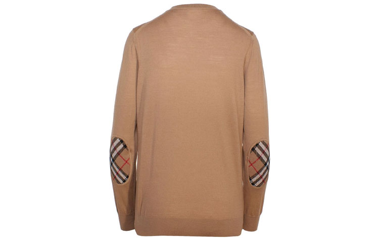Lookbook (W) バーバリー キャメル ソリッド クルーネック カジュアル ニット セーター 8017020