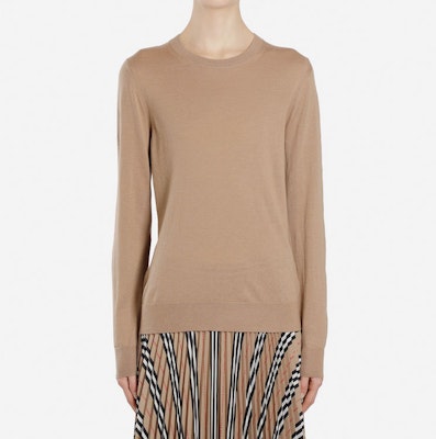 (W) バーバリー キャメル ソリッド クルーネック カジュアル ニット セーター 8017020 Purchase (W) バーバリー キャメル ソリッド クルーネック カジュアル ニット セーター 8017020
