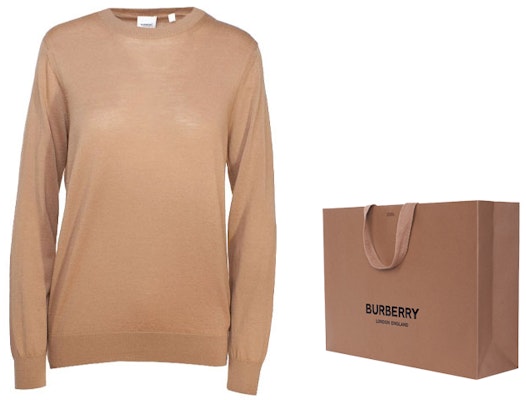 (W) バーバリー キャメル ソリッド クルーネック カジュアル ニット セーター 8017020 Cheap (W) バーバリー キャメル ソリッド クルーネック カジュアル ニット セーター 8017020