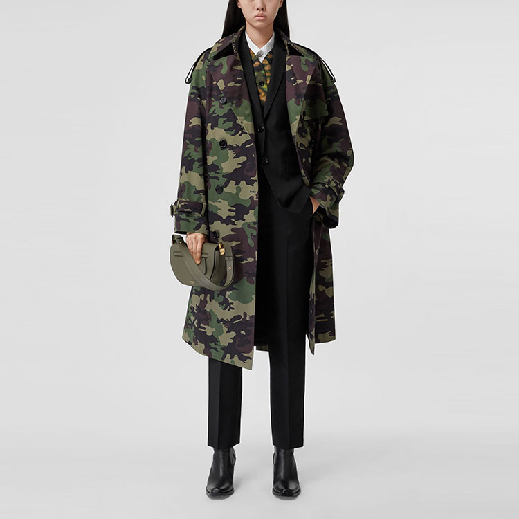 Purchase (W) 博柏利迷彩图案棉质宽松款女式绿色风衣 80418771