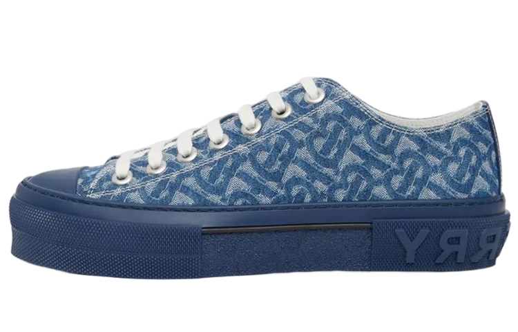 (W) Burberry Canvas 'Denim Blue Monogram' Sneaker