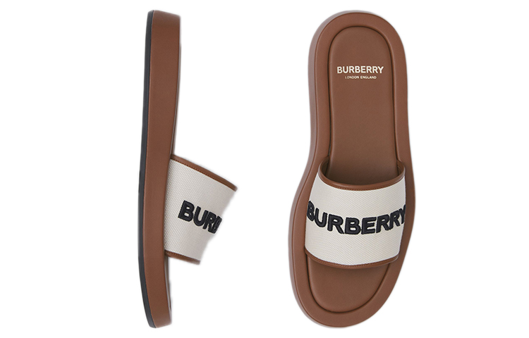 (W) Burberry Canvas and Leather Platform Sneaker 'Beige Brown' 圖 4
