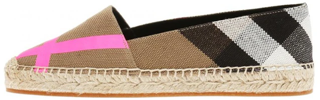 (Women) Burberry Canvas Check 'Tan Pink White' Espadrilles 4067122 (Women) Burberry Canvas Check 'Tan Pink White' Espadrilles 4067122