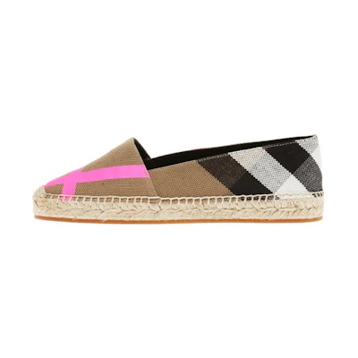 (W) Burberry Canvas Check 'Tan Pink White' Espadrilles