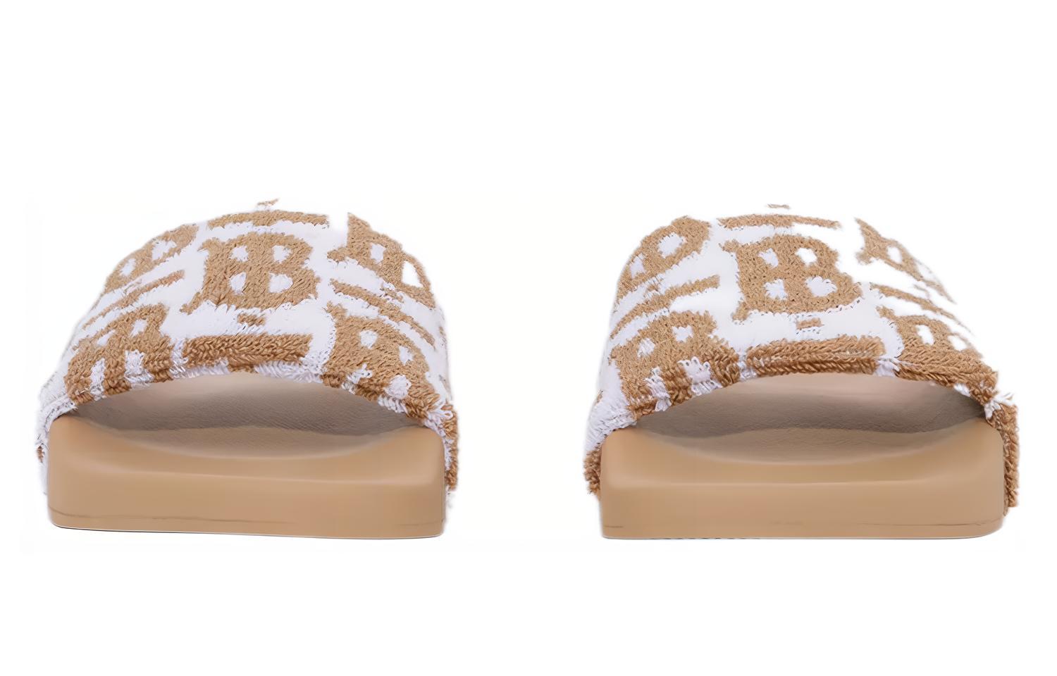 Lookbook (W) 巴宝莉格纹帆布拖鞋 '米色' 80567451