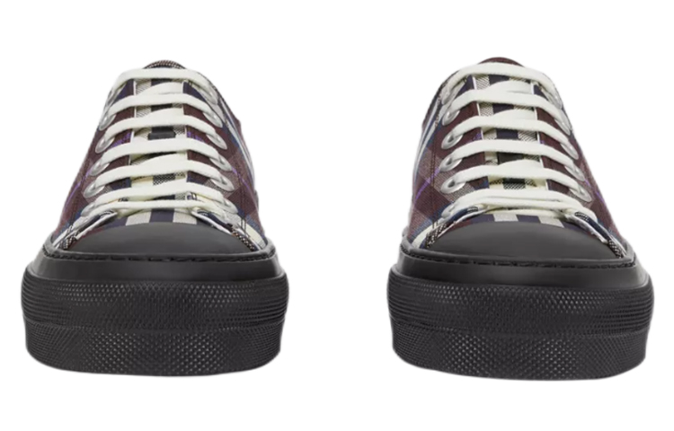 Burberry Vintage Check Cotton Sneakers Deep Maroon 'Multi' 圖 3