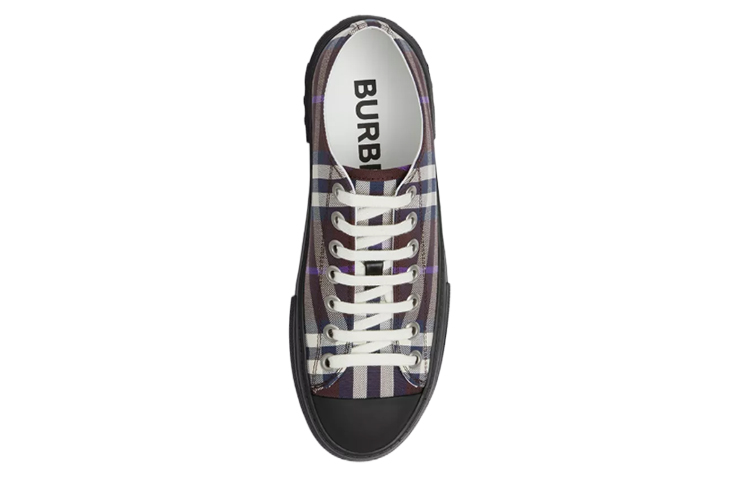 Burberry Vintage Check Cotton Sneakers Deep Maroon 'Multi' 圖 5