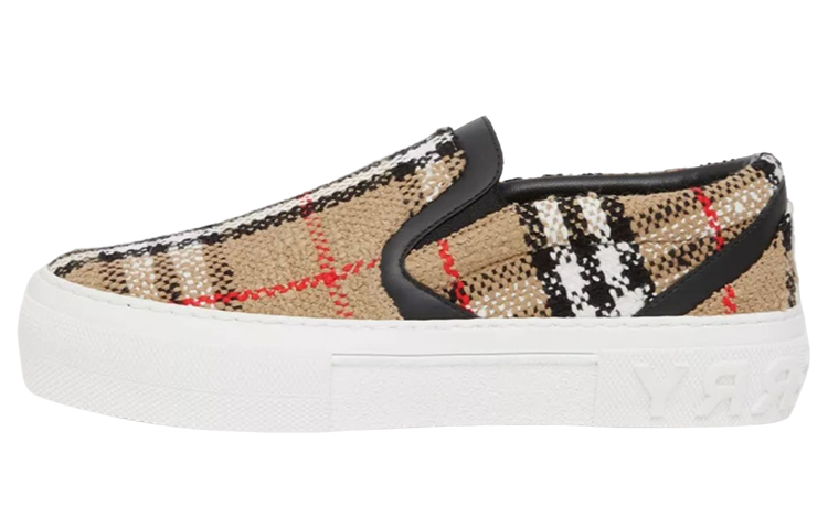 (W) Burberry Canvas Check Wool Blend 'Beige Fashion' Sneakers