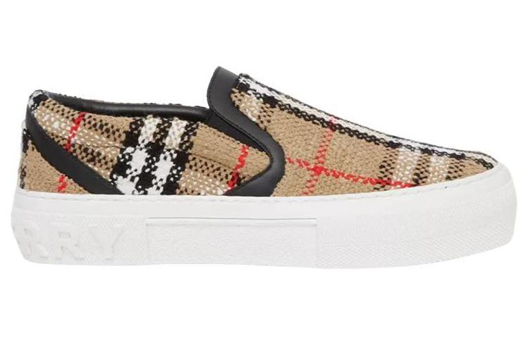(W) Burberry Canvas Check Wool Blend 'Beige Fashion' Sneakers 圖 2
