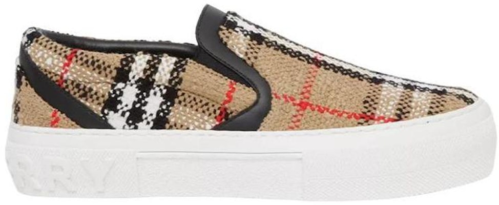 博柏利 棉布 格紋羊毛混紡 時尚板鞋 女款 米色 Order 博柏利 棉布 格紋羊毛混紡 時尚板鞋 女款 米色