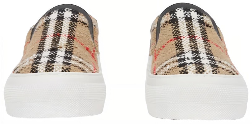 博柏利 棉布 格紋羊毛混紡 時尚板鞋 女款 米色 Lookbook 博柏利 棉布 格紋羊毛混紡 時尚板鞋 女款 米色