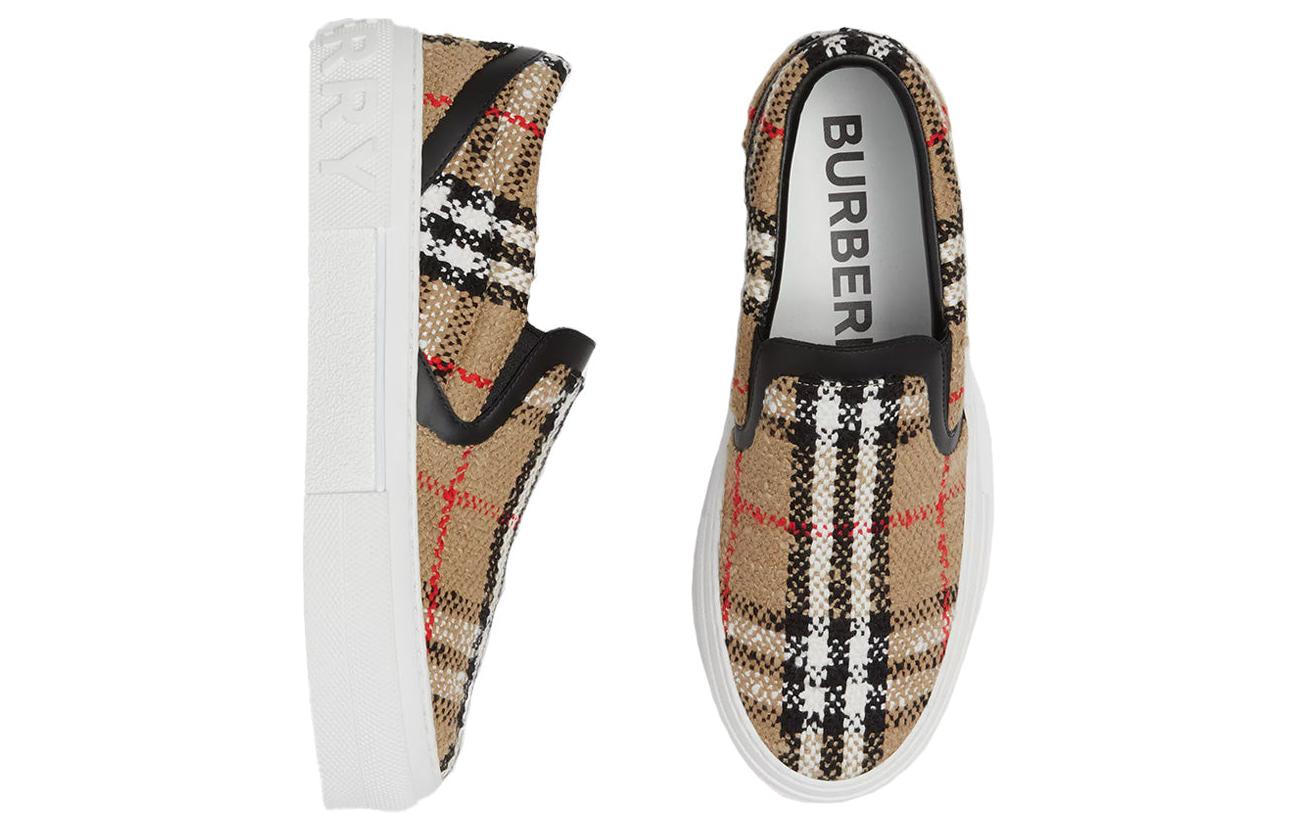 (W) Burberry Canvas Check Wool Blend 'Beige Fashion' Sneakers 圖 4