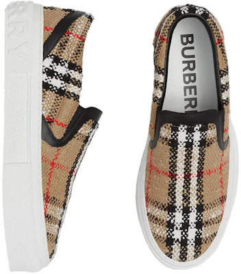 博柏利 棉布 格紋羊毛混紡 時尚板鞋 女款 米色 Shop 博柏利 棉布 格紋羊毛混紡 時尚板鞋 女款 米色