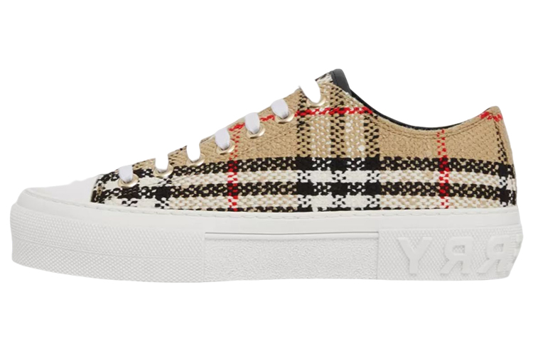 Buy (W) Zapatillas Burberry Canvas Checker 'Beige Fashion' Bajas 셔 80642441