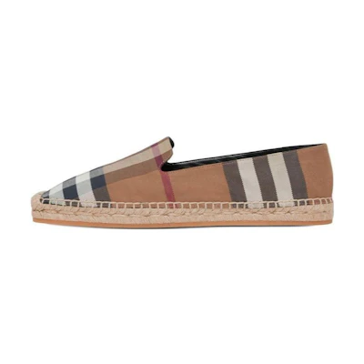 (W) Burberry Canvas Flat 'Brown Fisherman'