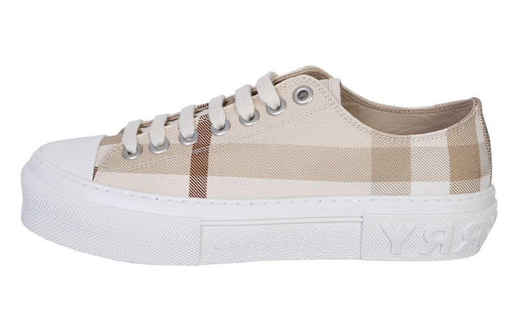 (W) Burberry Canvas Low-Top 'White Brown Fashion'