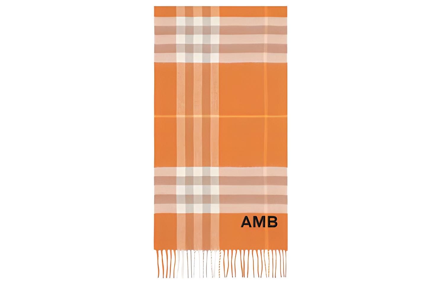 (Women) Burberry Cashmere Check Scarf Orange Plaid. 80226771