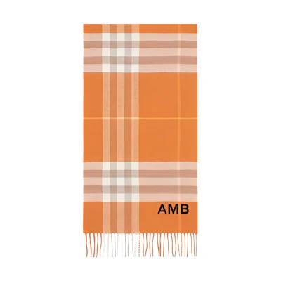 (Women) Burberry Cashmere Check Scarf Orange Plaid. 80226771
