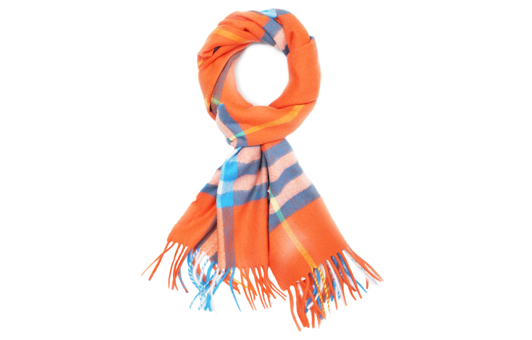 (Women) Burberry Cashmere Scarf - Orange Check Pattern 80233821 圖 2