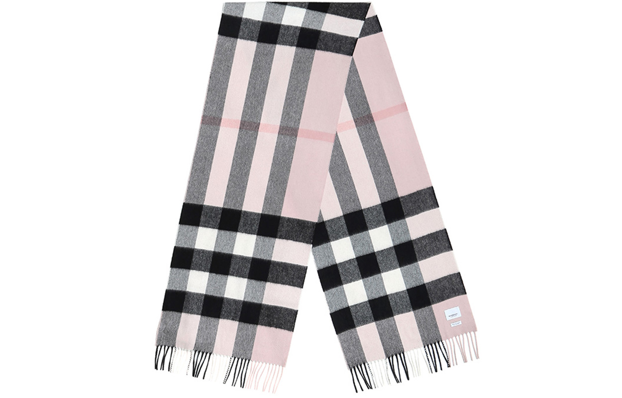 (Women) Burberry Cashmere Scarf Smokey Rose Check Pattern 80155491 圖 2