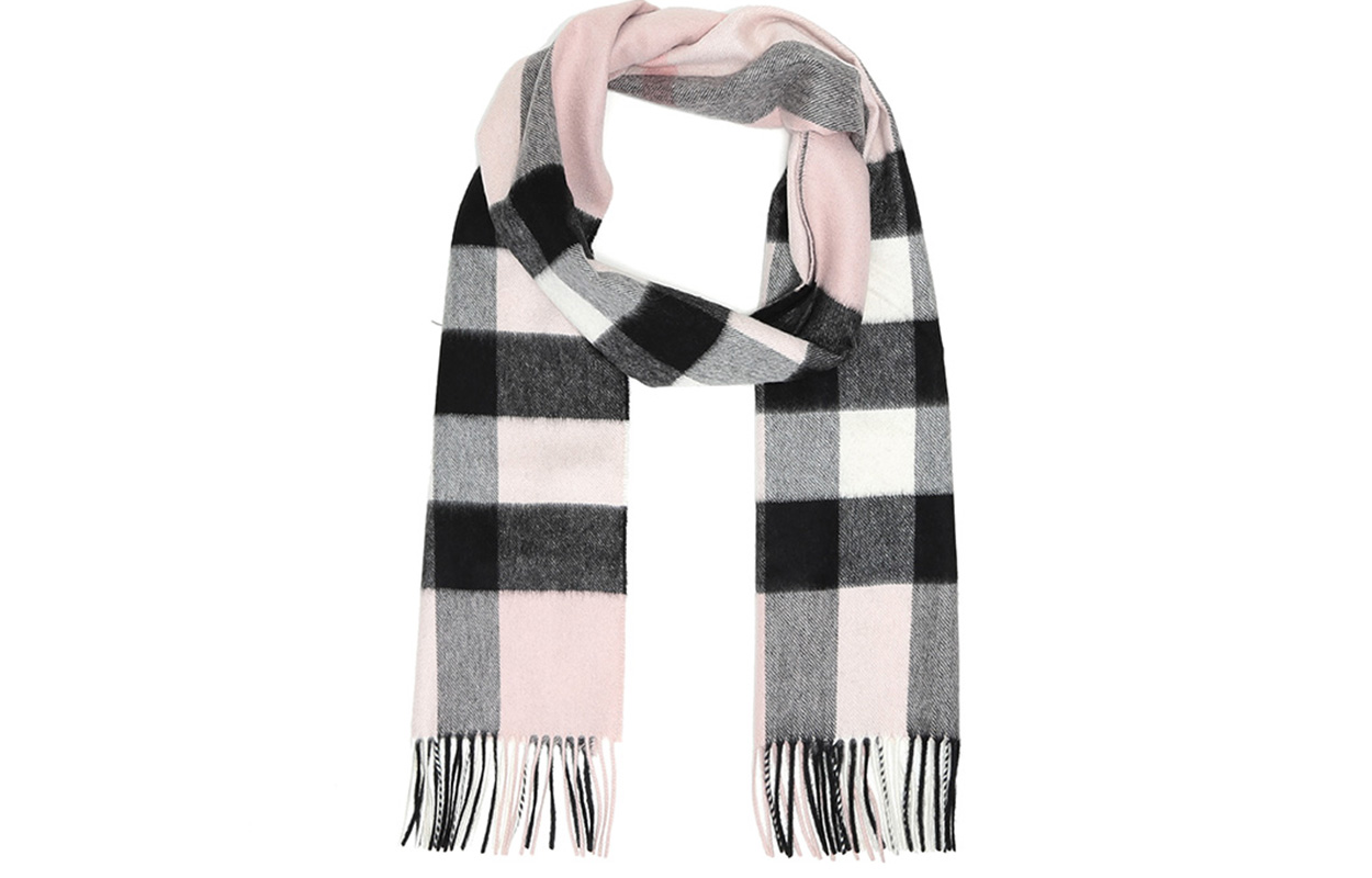 (Women) Burberry Cashmere Scarf Smokey Rose Check Pattern 80155491 圖 3