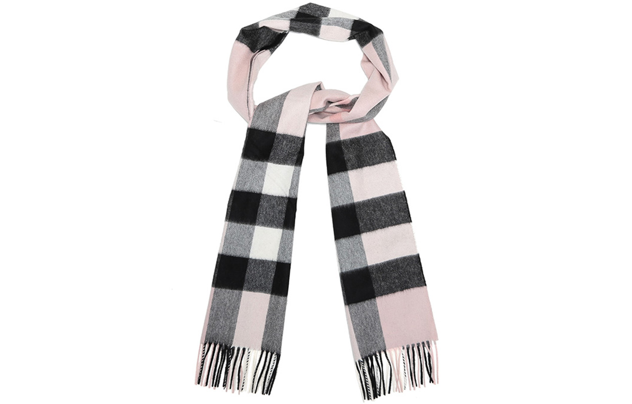 (Women) Burberry Cashmere Scarf Smokey Rose Check Pattern 80155491 圖 4