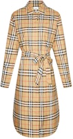 (Women) Burberry Check Belted Midi Shirt Dress Long Sleeve - Vintage Yellow 80139461 (Women) Burberry Check Belted Midi Shirt Dress Long Sleeve - Vintage Yellow 80139461