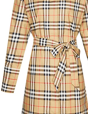 (W) Burberry 經典格紋長袖腰帶中長襯衫裙 - 復古黃 80139461 Cheap (W) Burberry 經典格紋長袖腰帶中長襯衫裙 - 復古黃 80139461