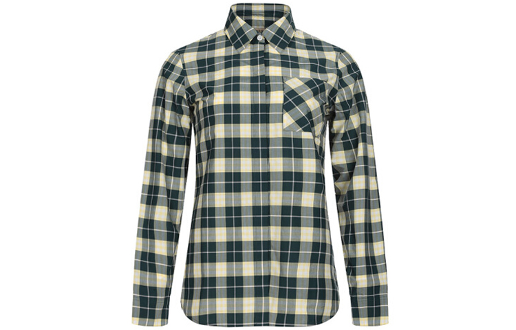 (Women) Burberry Check Cotton Long-Sleeve Shirt in Dark Cedar Green 80066861