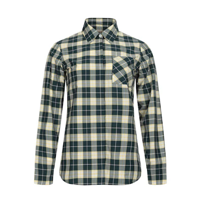 (Women) Burberry Check Cotton Long-Sleeve Shirt in Dark Cedar Green 80066861