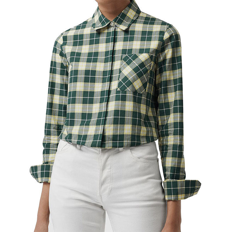 Shop (W) 博柏利深雪松绿色格纹长袖棉衬衫 80066861