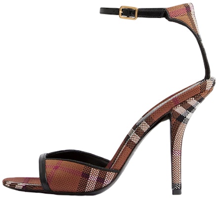 (Women) Burberry Check Fabric Fashion Slide 'Dark Brown Stiletto' 80655071 Buy (Women) Burberry Check Fabric Fashion Slide 'Dark Brown Stiletto' 80655071
