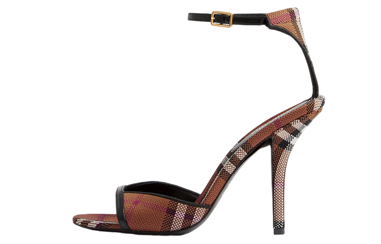 (Women) Burberry Check Fabric Fashion Slide 'Dark Brown Stiletto' 80655071