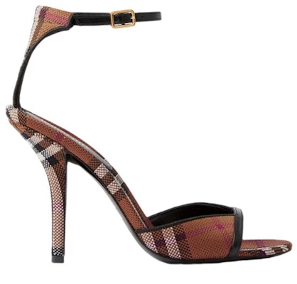 (Women) Burberry Check Fabric Fashion Slide 'Dark Brown Stiletto' 80655071 Order (Women) Burberry Check Fabric Fashion Slide 'Dark Brown Stiletto' 80655071