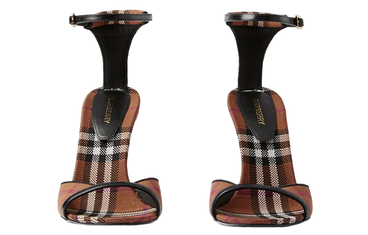 Lookbook (W) Burberry Sandalia de Tela Cuadros Moda 'Tacón Marrón Oscuro' 80655071