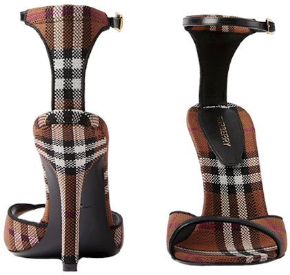 (W) Burberry Sandalia de Tela Cuadros Moda 'Tacón Marrón Oscuro' 80655071 Shop (W) Burberry Sandalia de Tela Cuadros Moda 'Tacón Marrón Oscuro' 80655071