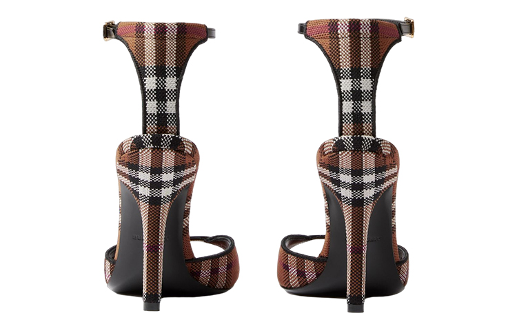 Purchase (W) Burberry Sandalia de Tela Cuadros Moda 'Tacón Marrón Oscuro' 80655071
