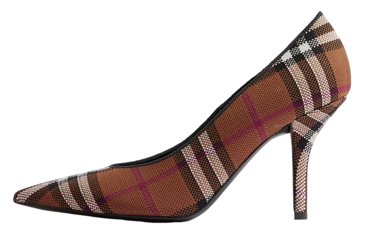 Buy (W) Burberry Heels Check Fabric Hak Tinggi Motif Coklat Tua Plaid 80655251
